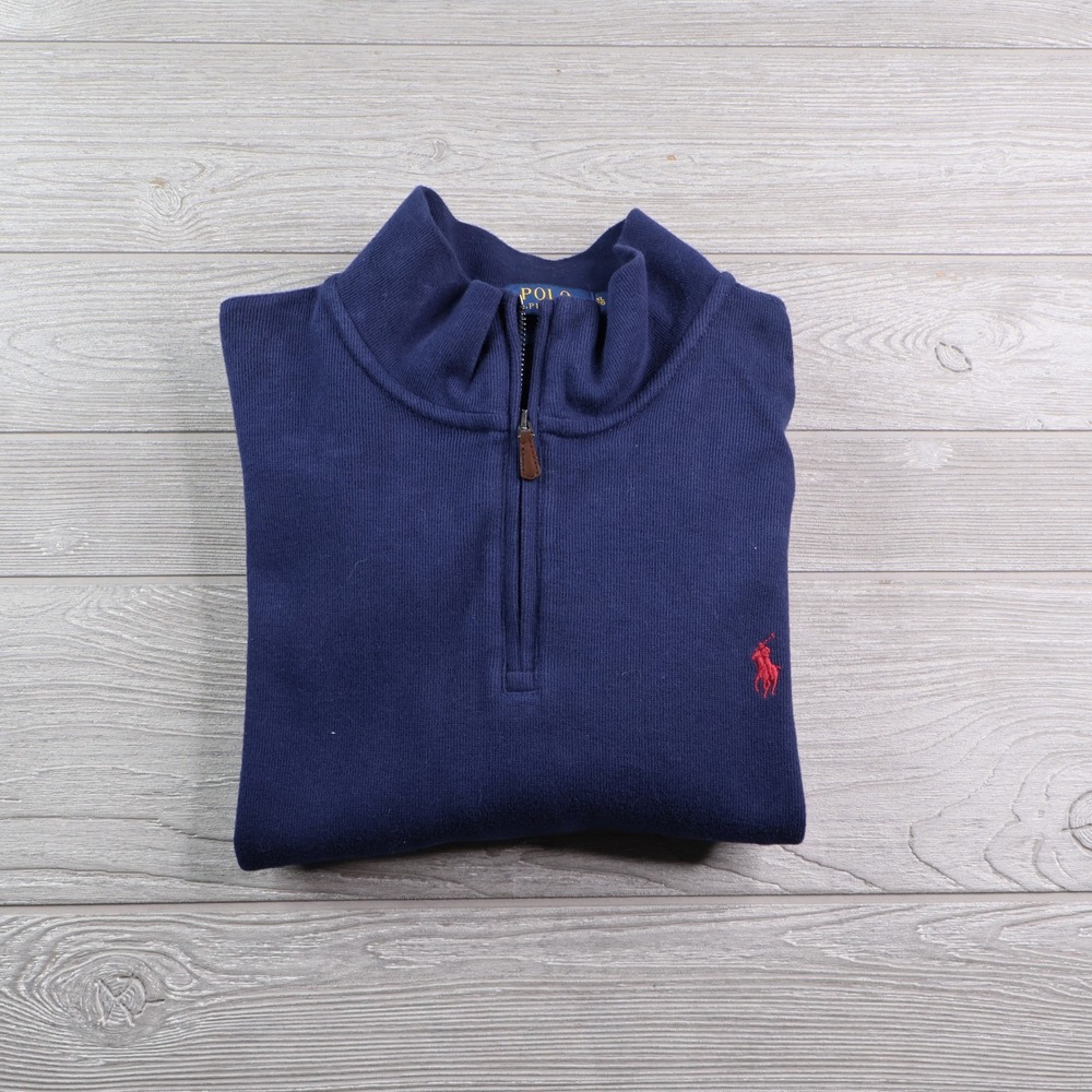 Polo Ralph Lauren Estate Rib Quarter Zip Cotton Sweater Men's XL Navy